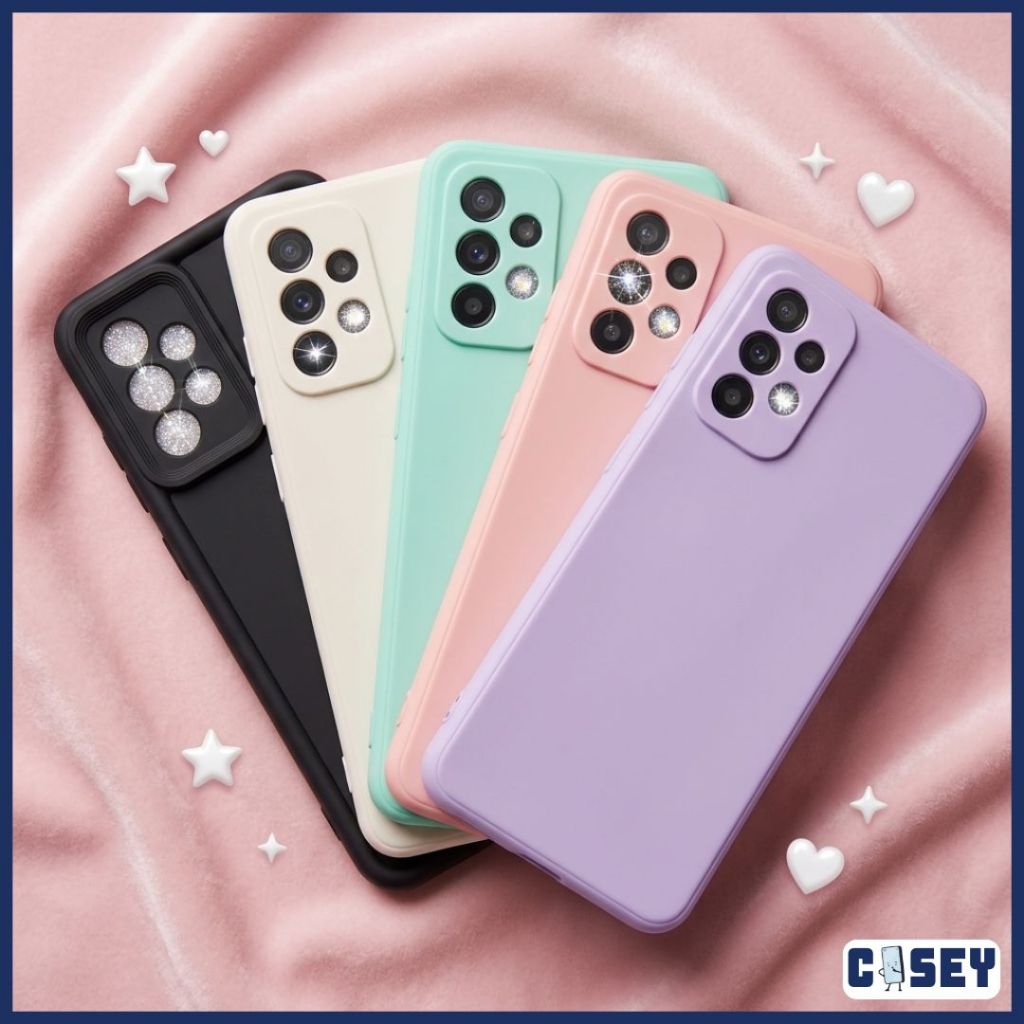 Case SAMSUNG Macaron Polos Hitam Pink Ungu Hijau Cream A50 A03S A03 A33 A53 A52S A50S A30S A04 A13