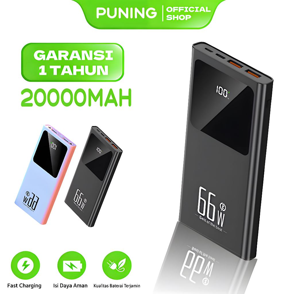 PUNING LENTIVEN POWERBANK 20000MAH MINI SIZE FAST CHARGING TYPE C MICRO IOS 67W