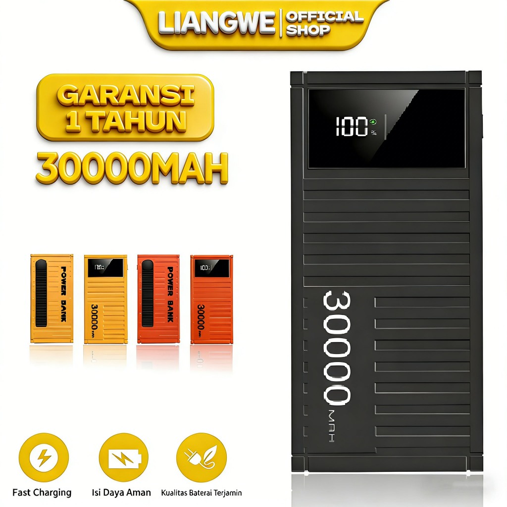 LIANGWE LENTIVEN Powerbank 30000 mAh Mini Fast Charging LED DISPLAY