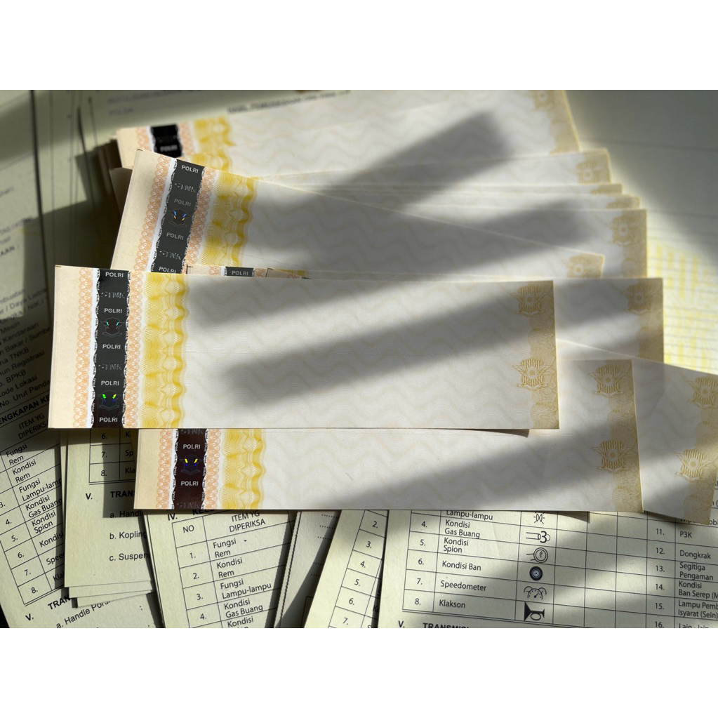 Cek Fisik Kendaraan  Samsat - Kertas Gesek Nomor Rangka dan Mesin Resmi