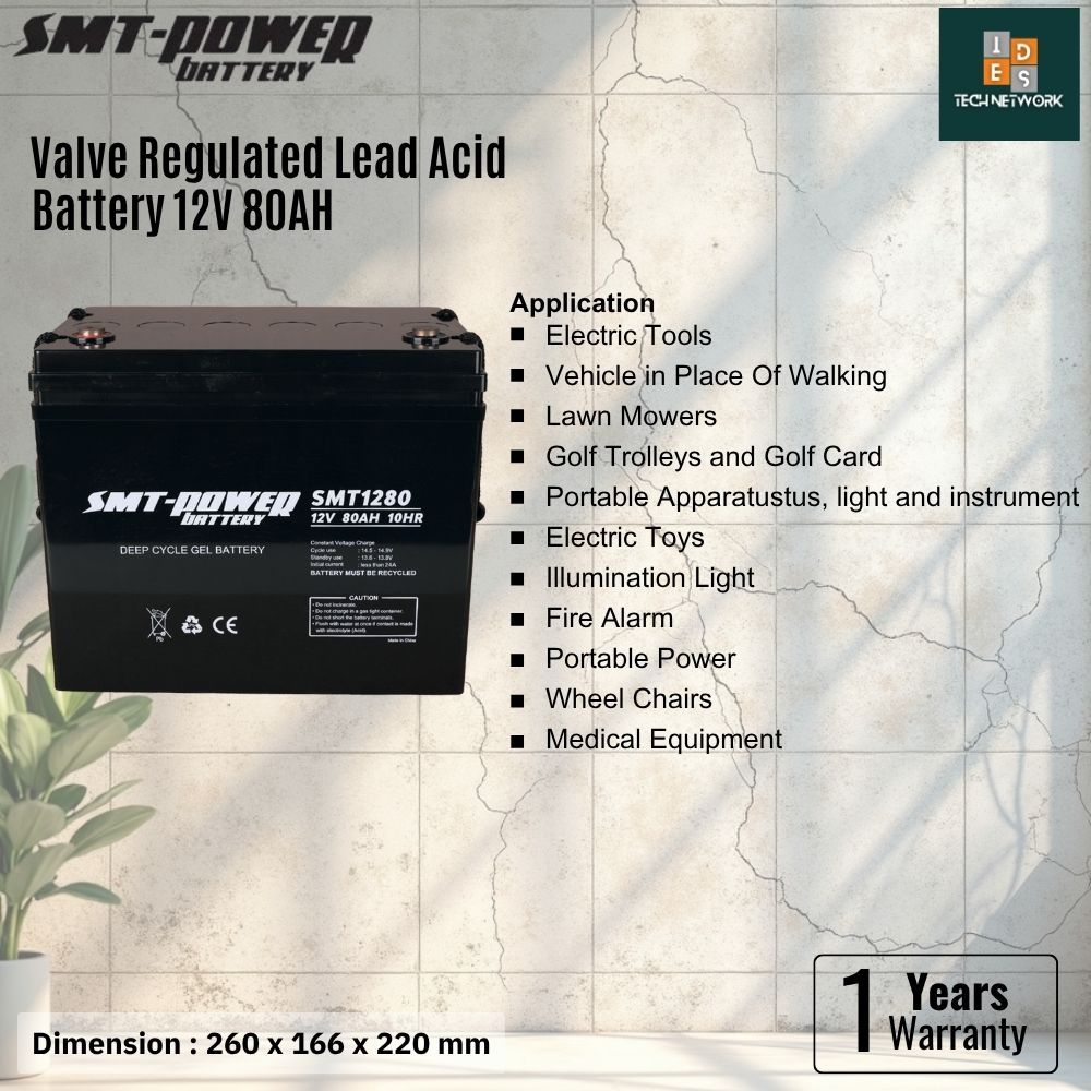 SMT Power Baterai VRLA SMT1280 12V 80AH