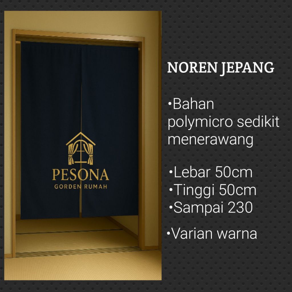 Tirai Jepang Polos Noren Gorden Hias Pintu Kamar
