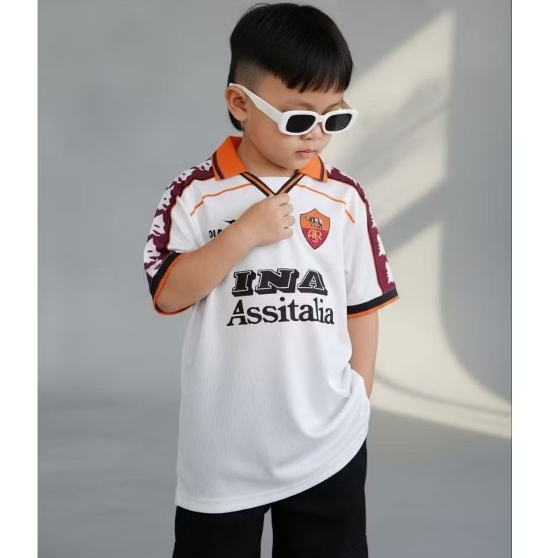 Jersey retro As Roma Putih terbaru / baju Jersey anak