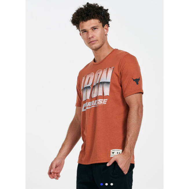 KAOS Under Armour Men's SMALL BLACK AND ORANGE 1363557 Project Rock Iron Paradise Orange