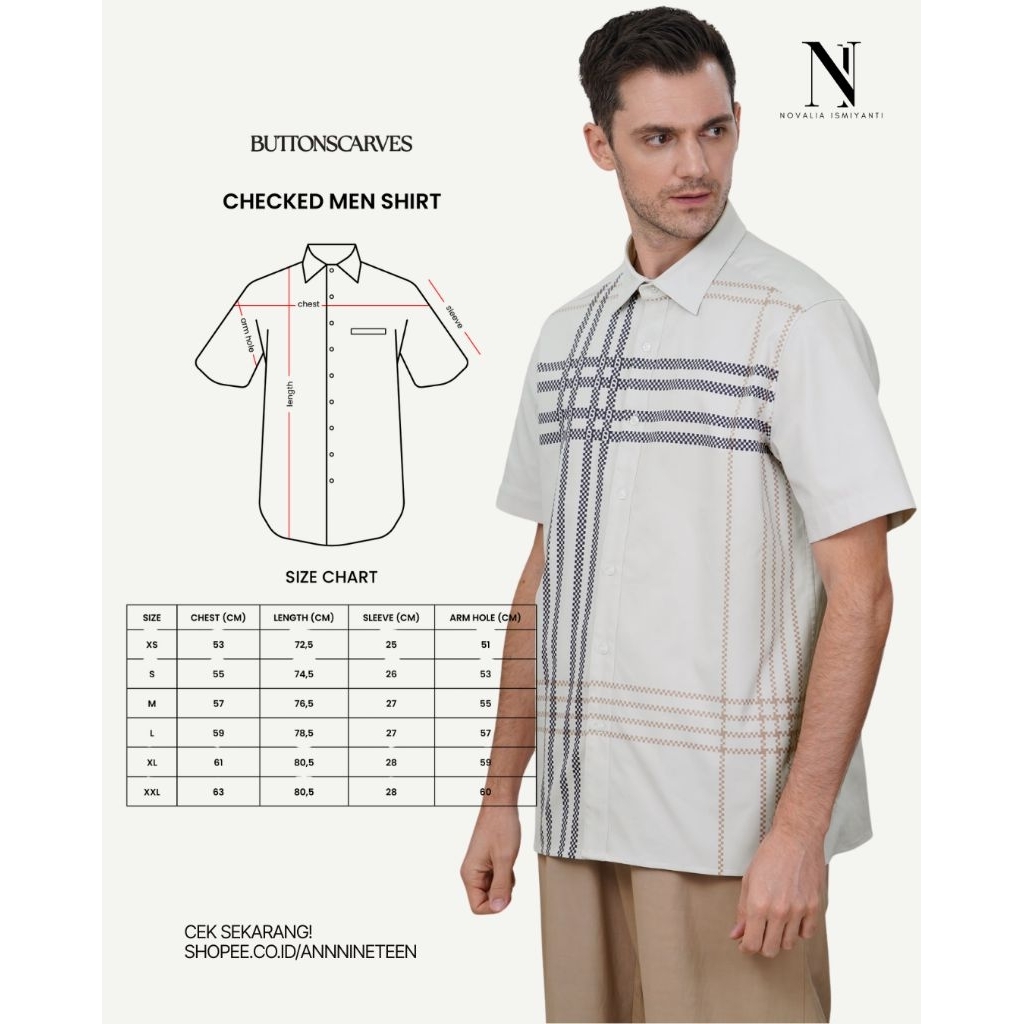 NEW Buttonscarves checked shirt men Grey size M