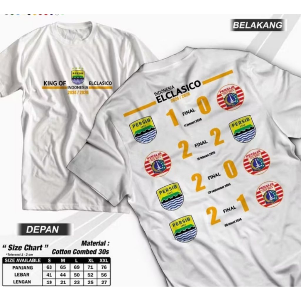 KAOS KING PERSIB REKAP SKOR VS PERSIJA-TSHIRT COMBED UNISEX