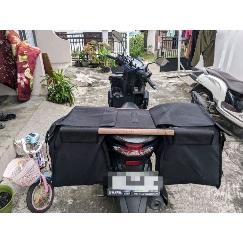 Tas Motor  terpal deklit kanvas kandek Kurir gayor Ronjot Salles Pos Bronjong Sadle Bag Anti Air