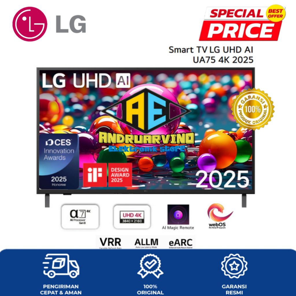 LED TV LG 50 INCH - 50UA7500PSA SMART UHD DIGITAL TV 50UA7500 GARANSI RESMI LG