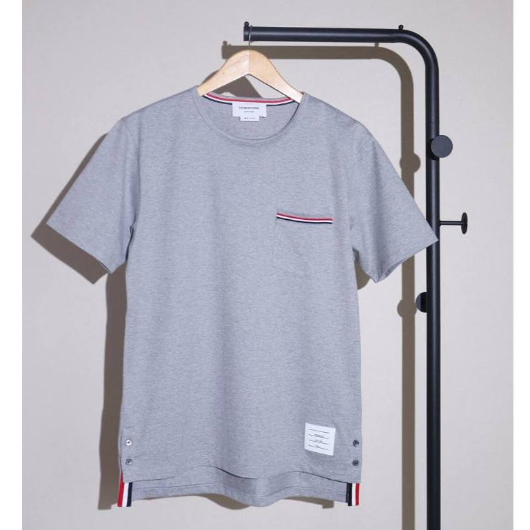 Thom Browne RWB stripe pocket tshirt in grey