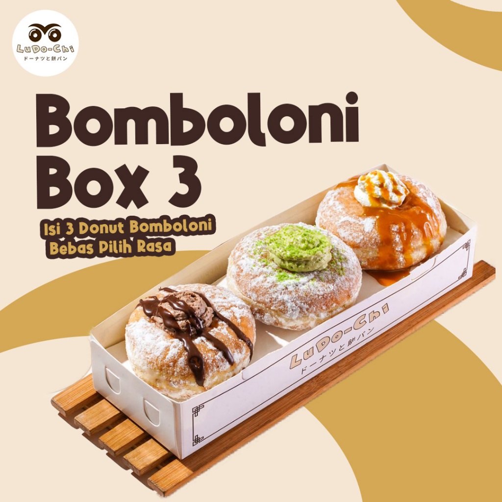 Paket Bomboloni Box 3 (3 Donut Bomboloni) Bebas Pilih Rasa Donut