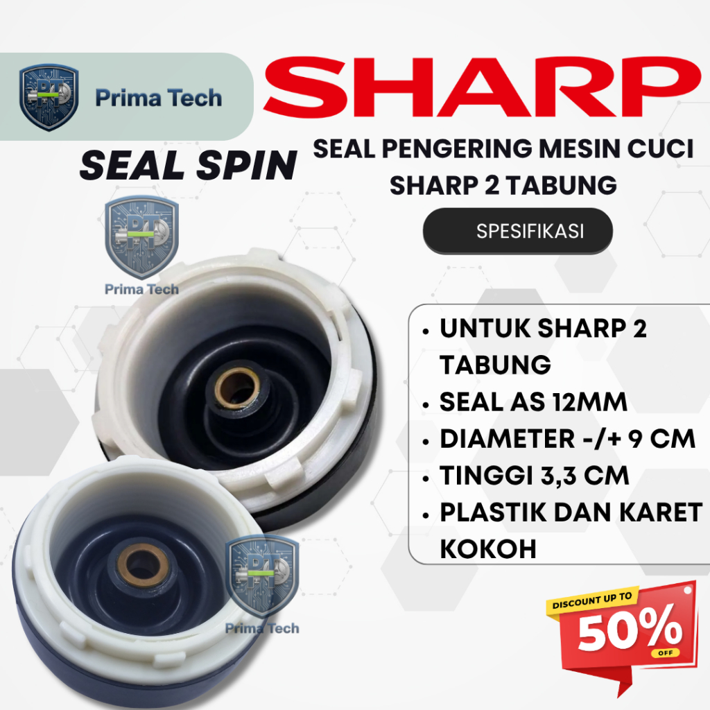 KARET SEAL SPIN MESIN CUCI SHARP MANUAL 2 TABUNG (6KG - 10KG) | AS 12