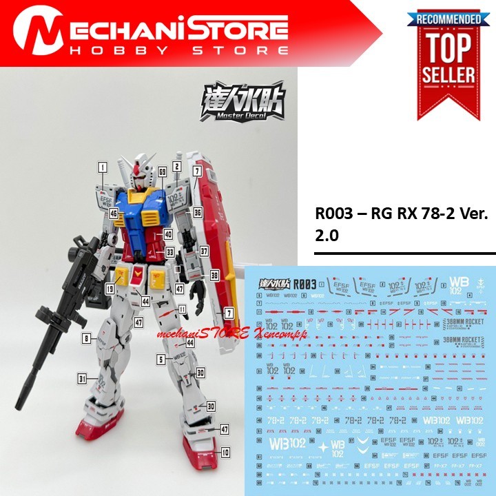 Decal HG RG RX78 2.0 Water Decal R003 - RG RX-78-2 Ver 2.0 by DL MODEL RX 78 2 version 2.0