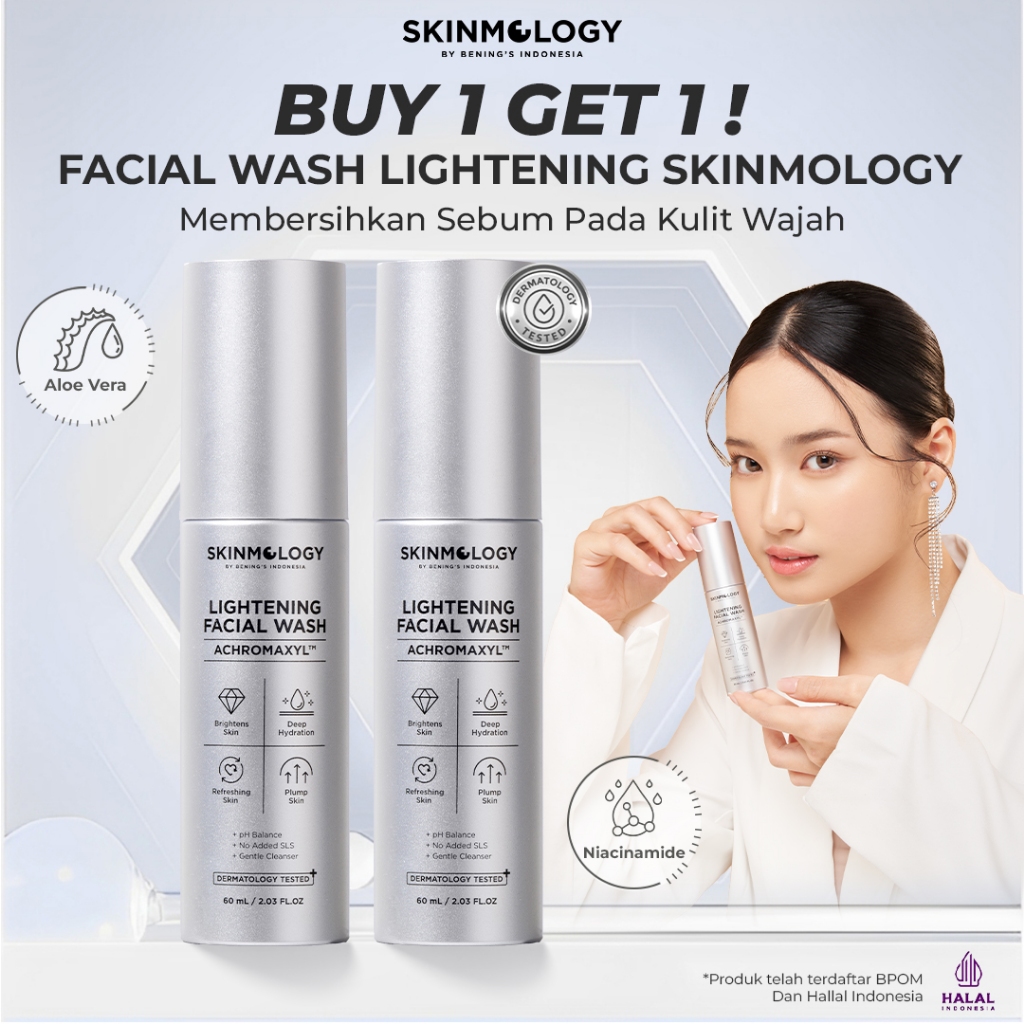 [BUY 1 GET 1] Skinmology Facial Wash Lightening Booster Series Mencerahkan Menghilangkan Flek Hitam