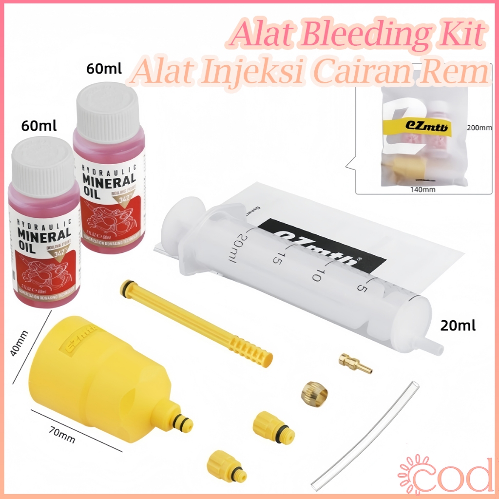Bleed Kit Rem Hidrolik Sepeda MTB - Alat Bleeding Minyak Rem Shimano, Bahan ABS+Logam, Kuning Alat B