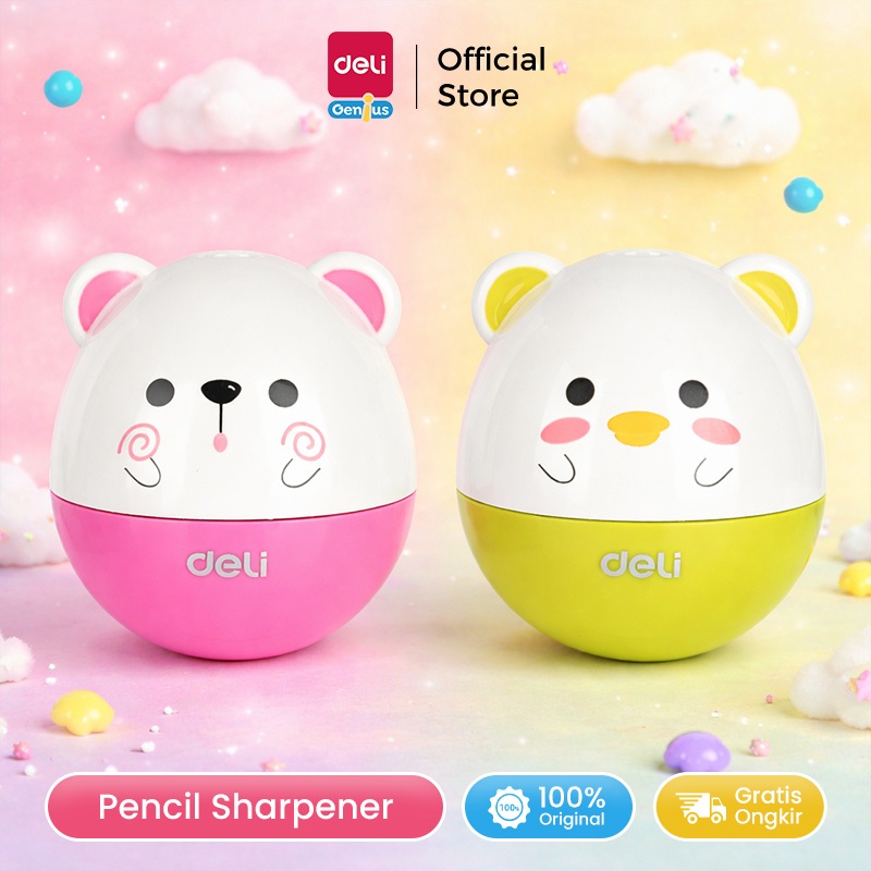 Deli Rautan Pensil Desain Beruang Bulat Lucu E0522
