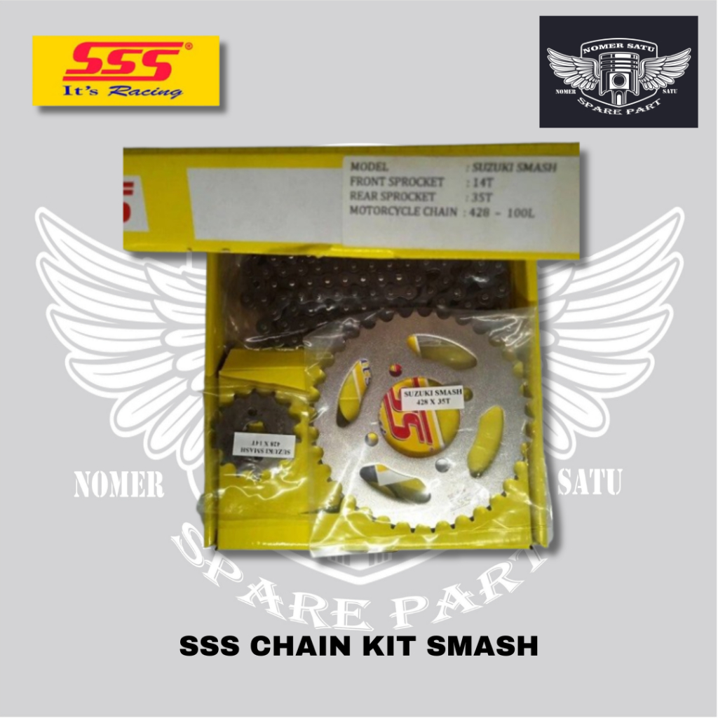 SSS CHAIN KIT GEAR SET SUZUKI SMASH OLD LAMA NEW BARU GIR DEPAN BELAKANG RANTAI ORIGINAL 100%