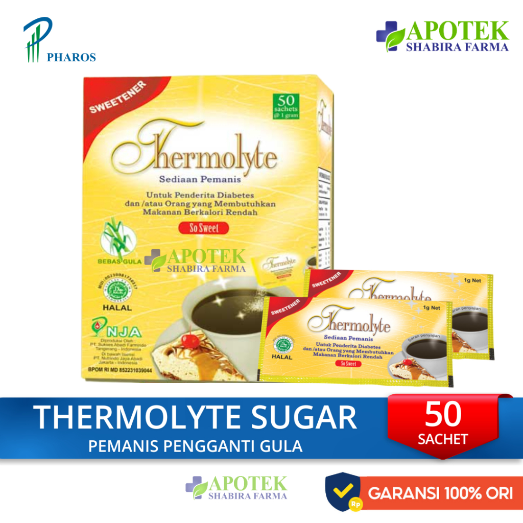 Thermolyte Sugar 50 Sachet Sweetener Diet Sugar Pemanis Pengganti Gula Tropicana Slim