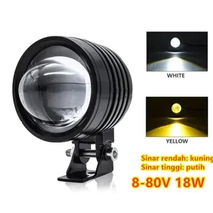 Lampu Tembak Mini Laser Cut Off Jauh Dekat Putih Kuning Waterproof LED Motor