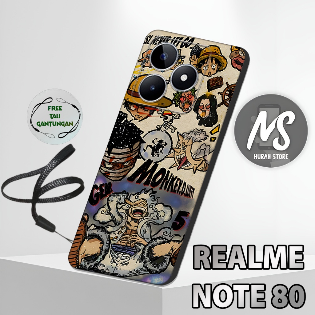 MS5 / Softcase Karet  REALME NOTE 80 + TALI GANTUNGAN HP / Motif Anime / Case Hp REALME NOTE 80 / Si