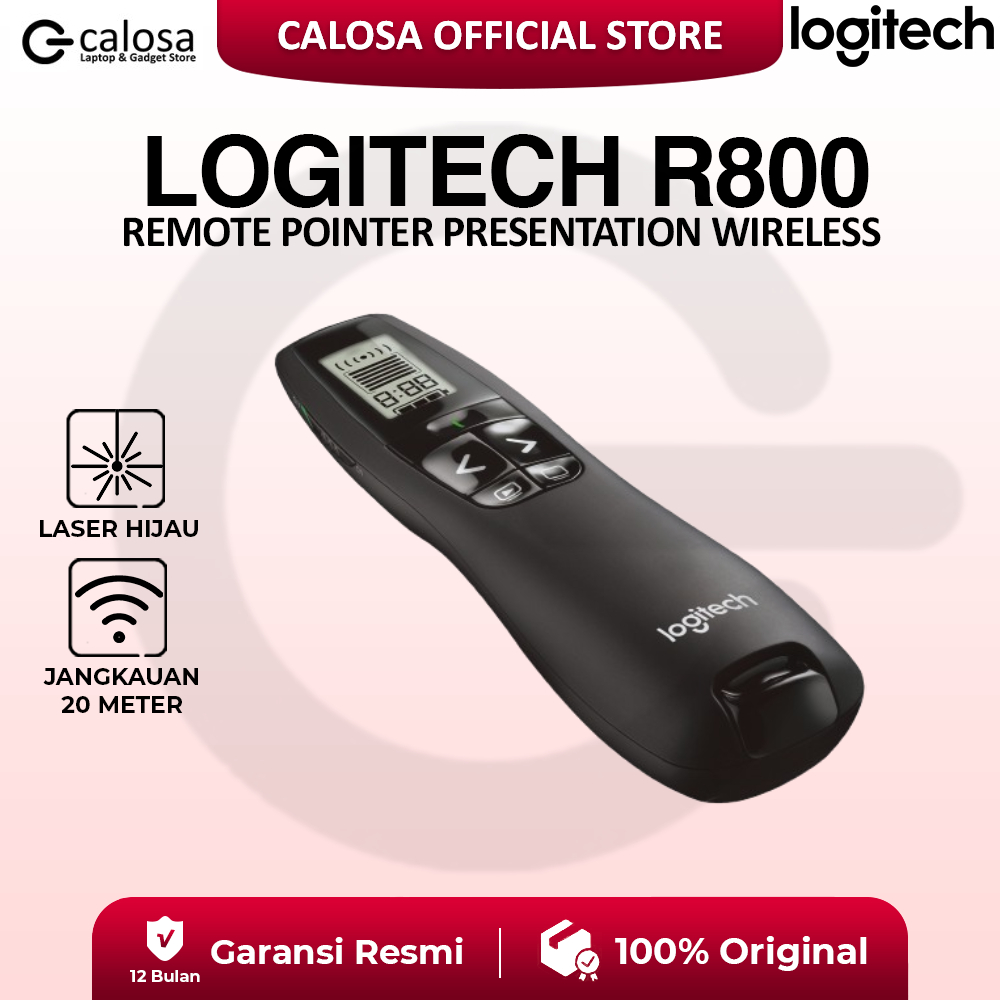 Logitech R800 Remote Pointer Presentasi Wireless Laser Hijau