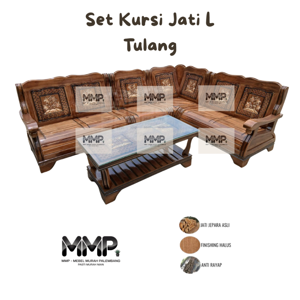 Set Kursi Tamu Jati L Tulang | Set Kursi Tamu Jati Jepara Asli Murah Palembang