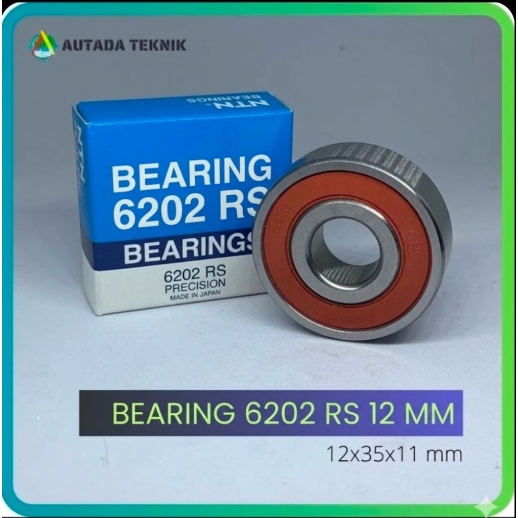 BEARING N*N 6202 2RS 12 MM JAPAN BERING TUTUP KARET DUA SISI LAHER KLAHER