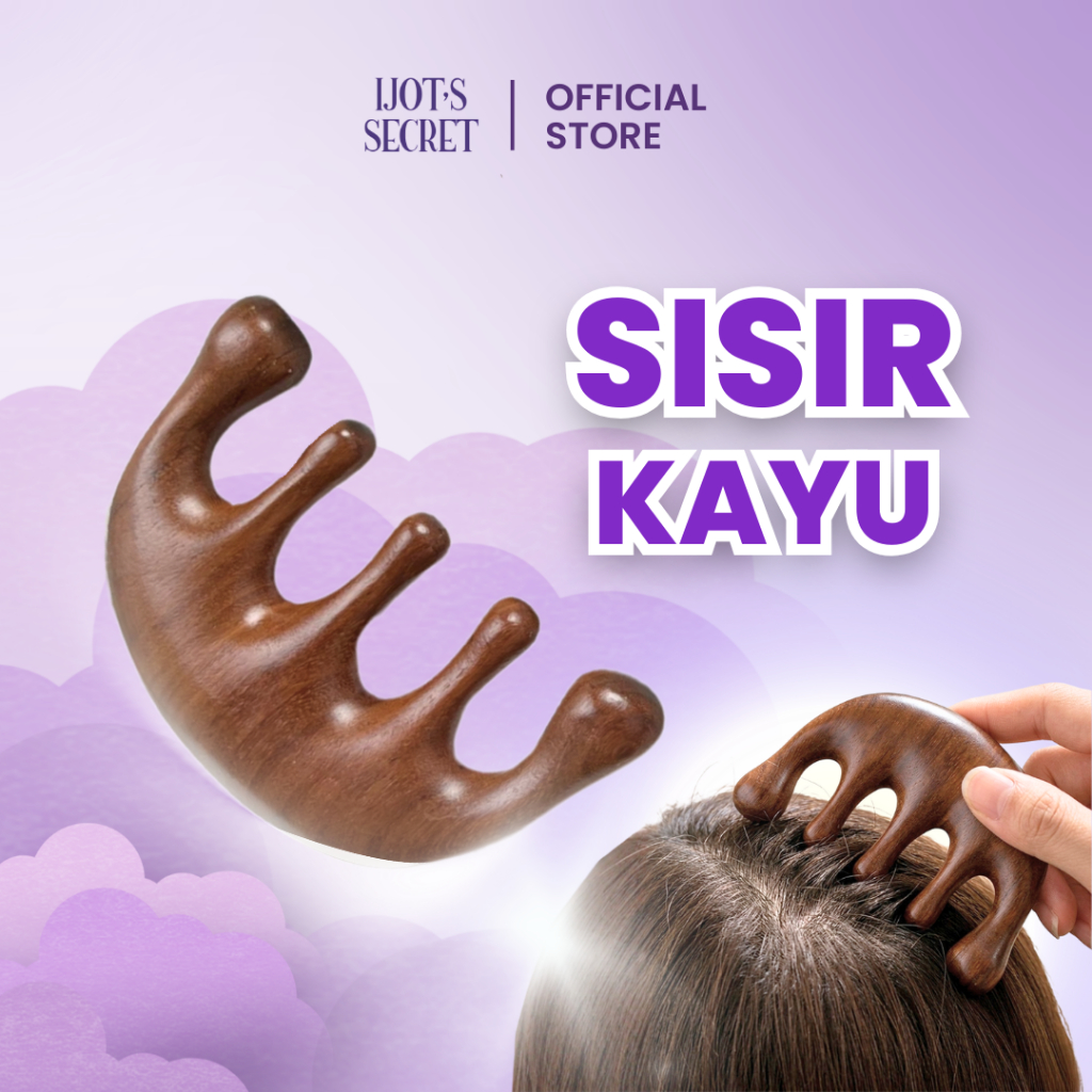 Sisir Kayu Pijat Cendana - Sclap Wood Sisir Rambut Relaksasi