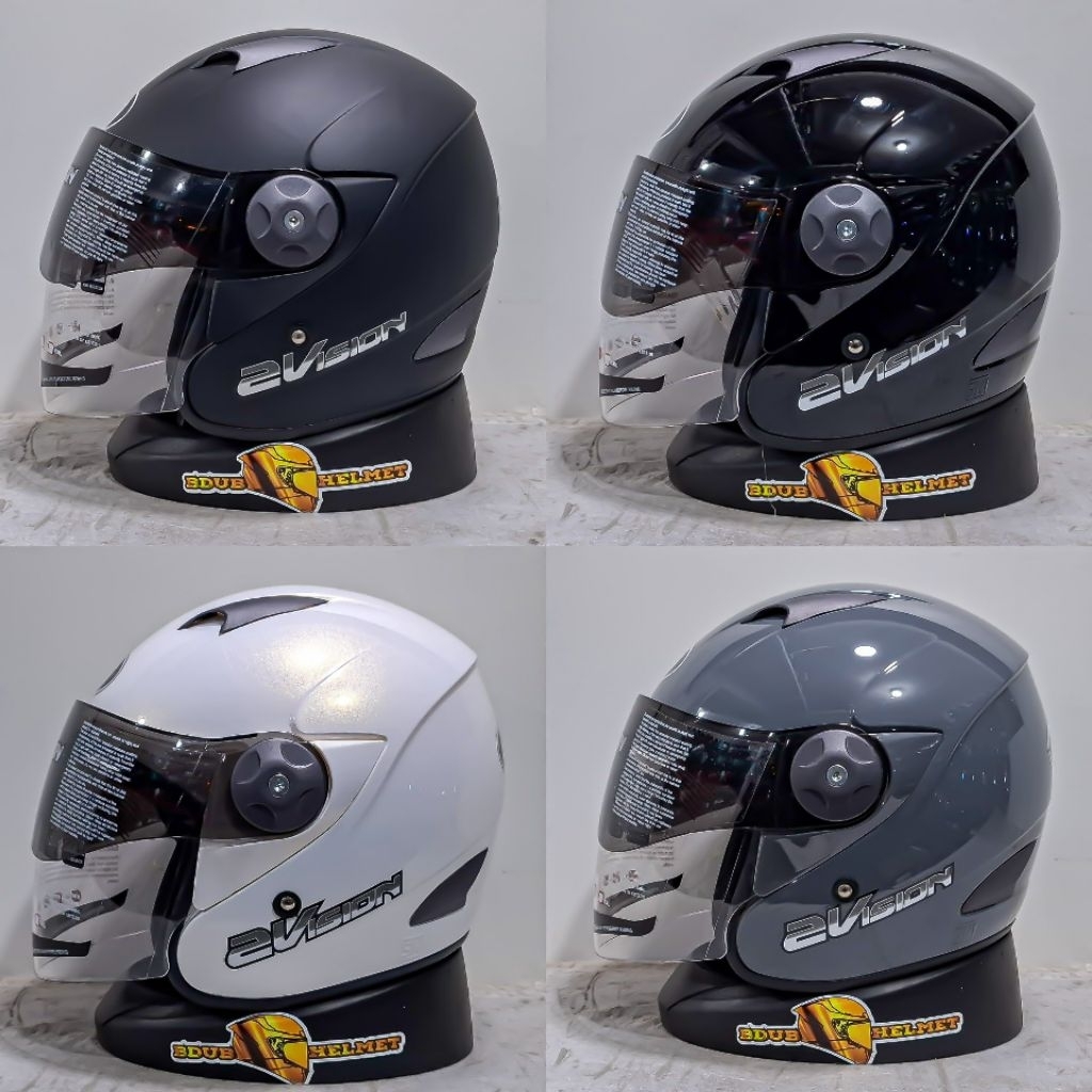 Helm half face kyt 2 vision solid black doff/hitam doff 100%ORIGINAL