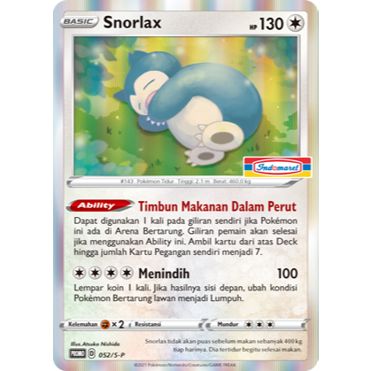 Snorlax Holo Promo Stamp Indomaret Kartu Pokemon TCG Indonesia