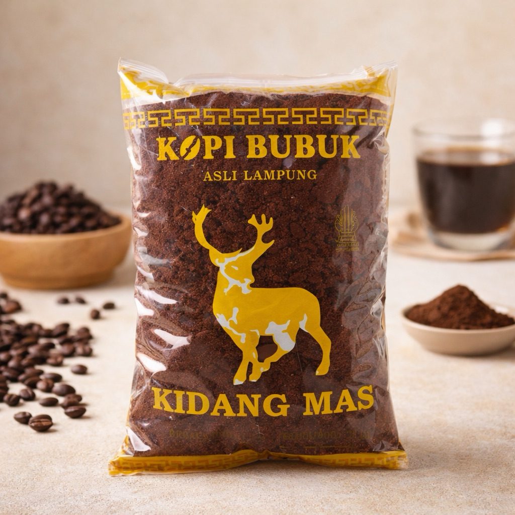 YicaShop-Kopi Bubuk Lampung Asli Kidang Mas 250g Kopi Hitam Murni Robusta Premium