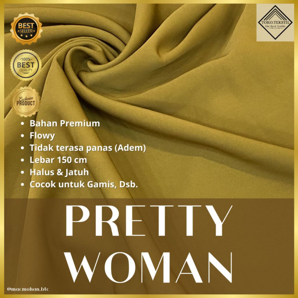 KAIN PRETTY WOMEN / PRETTY WOMEN / BAHAN POLOS / POLOSAN / FURING / SETELAN / GAMIS / DRESS / TERBAR