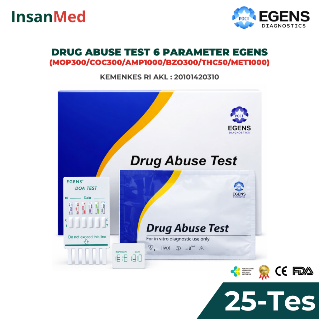 Egens Drug of Abuse Test 6 Parameter – Tes Narkoba Urine Isi 25
