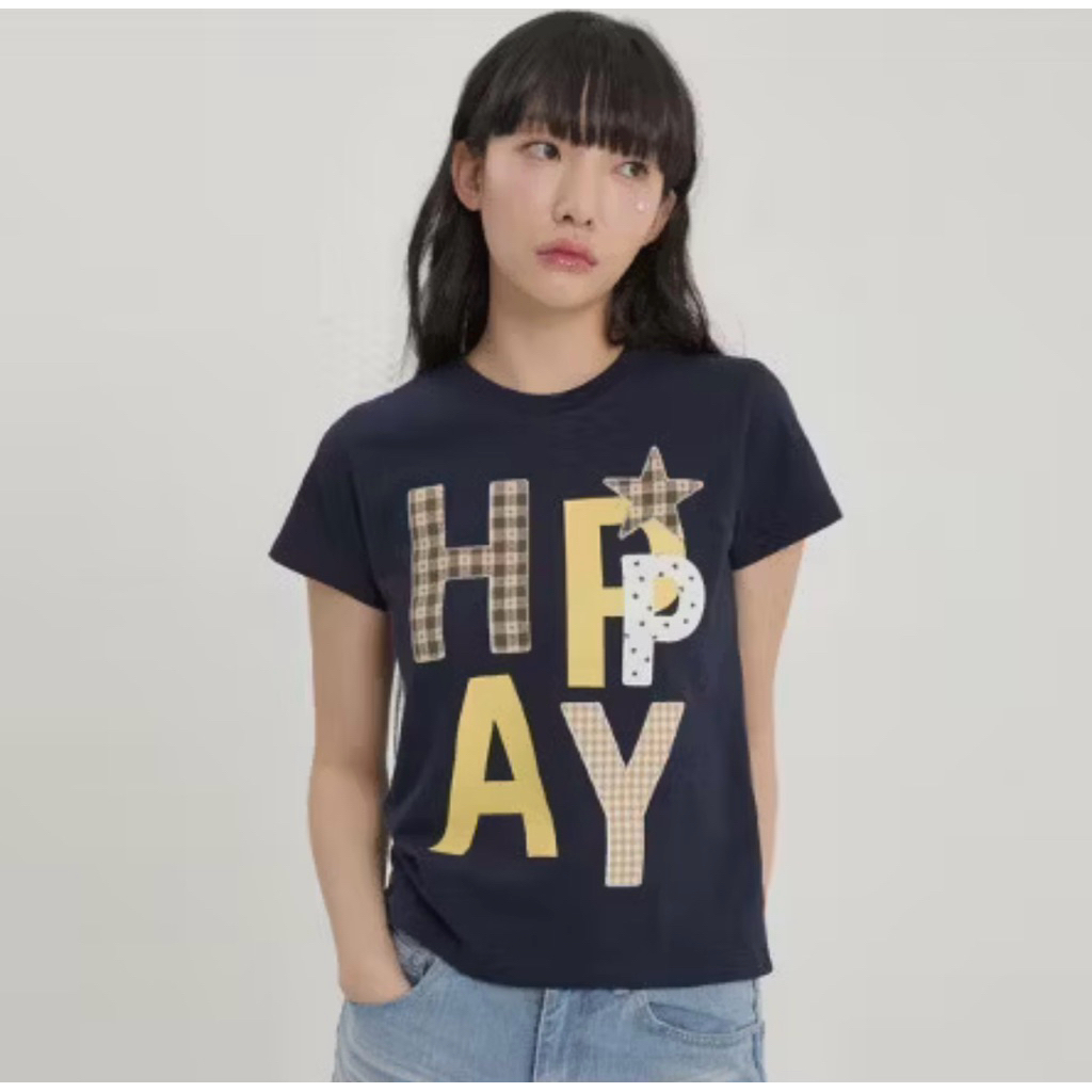 WAIKEI HAPPY PATCHWORK TSHIRT SIZE 0 WARNA BLACK