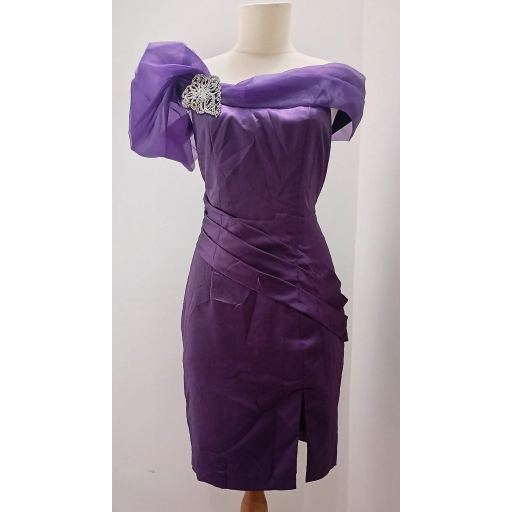 Pre-Loved Purple Mini Dress Party Gaun Pesta Ungu