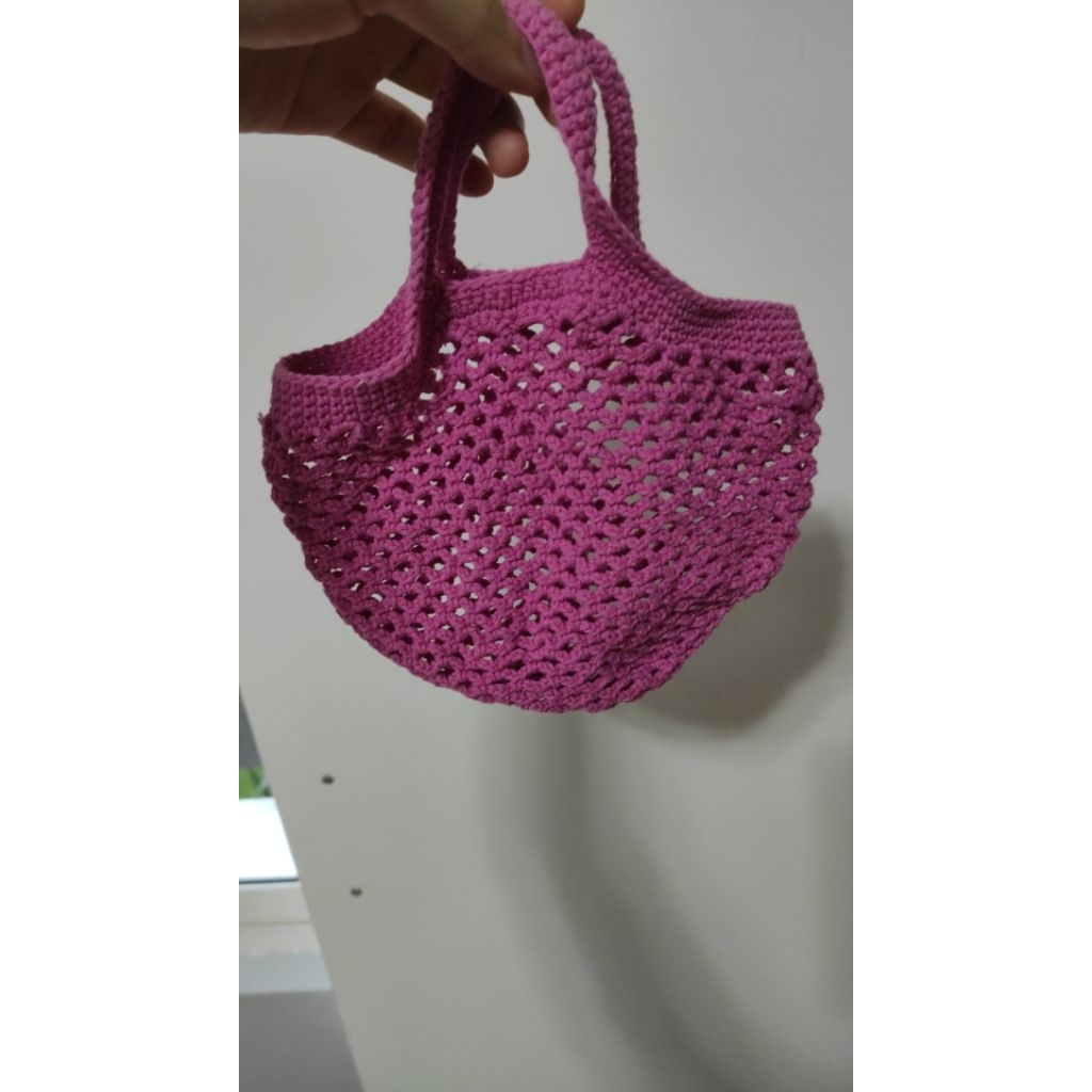 tas jaring jaring mini bag for kids longchmp fuschia color versi mini lookalike warna fusia bekas mu