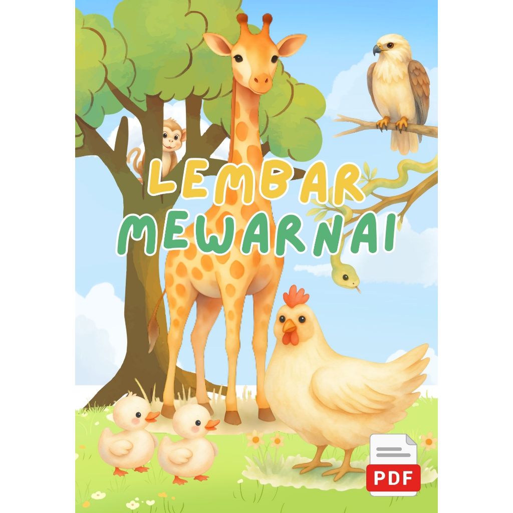 Buku Mewarnai Anak Edukasi Huruf A–Z Tema Hewan Lucu (PDF) | Coloring Book Anak PAUD TK SD | Belajar