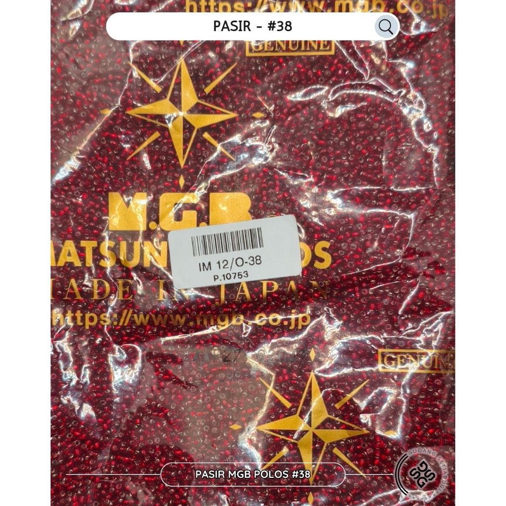 GS Grosir - (1 PON / 225 Gram) - Mote Payet Jahit MGB no. 38 - asli Jepang 100% Batang dan Pasir