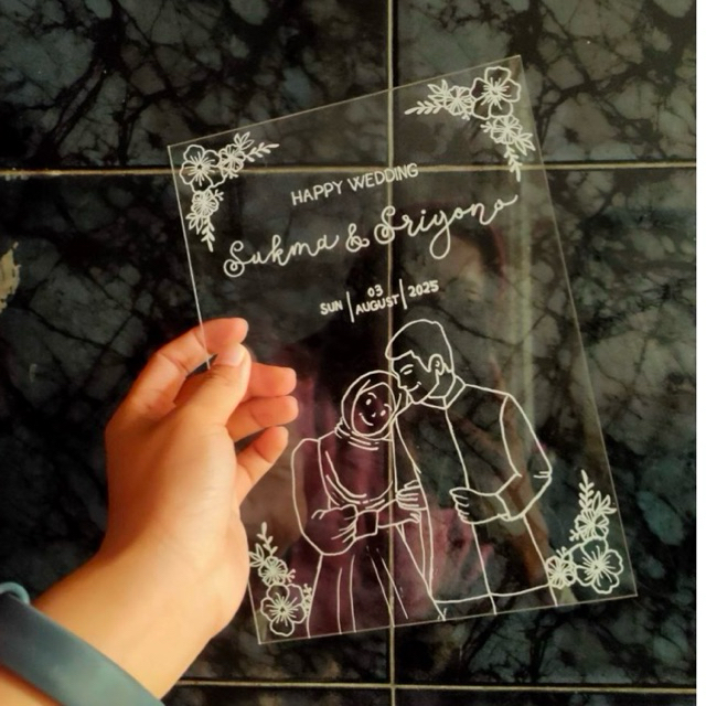 Akrilik Kado Estetik Wisuda Wedding Kayu LED