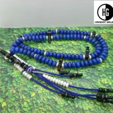 Tasbih tijani batu blue Marjan kombinasi tulang