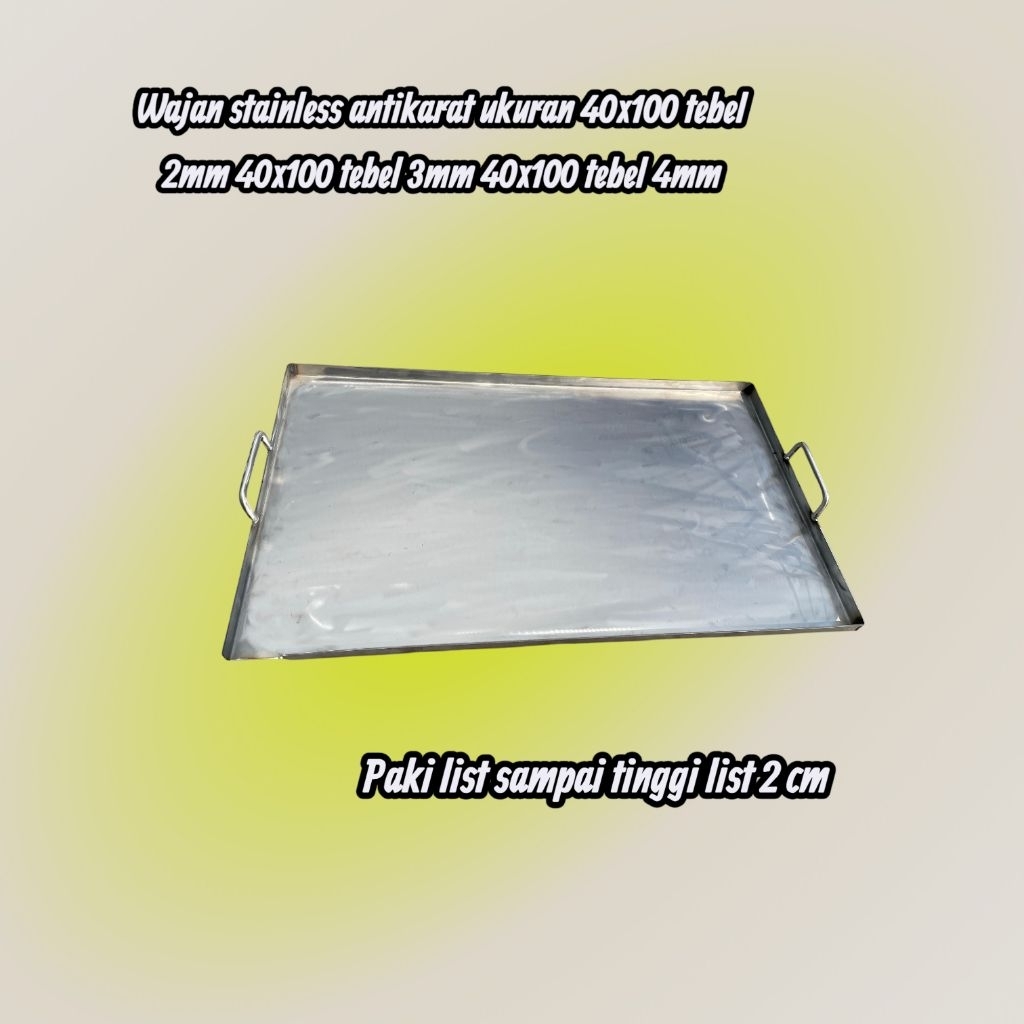 wajan bahan stainless antikarat ukuran 40x100 cm