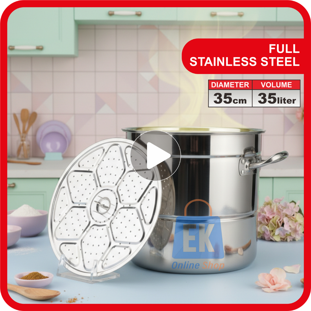 Panci Stainless 35cm - 35L | Dandang Stainless Steel | Panci Stainless Steel Tebal | Panci Jumbo
