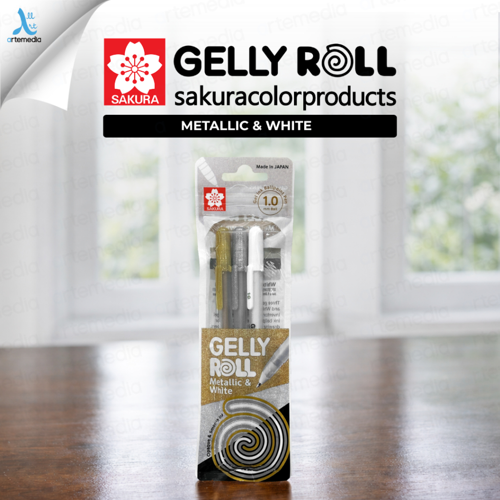 Sakura Gelly Roll Metallic & White Gel Pen Set 3 | Pulpen Gel Metalik & Putih Original Japan