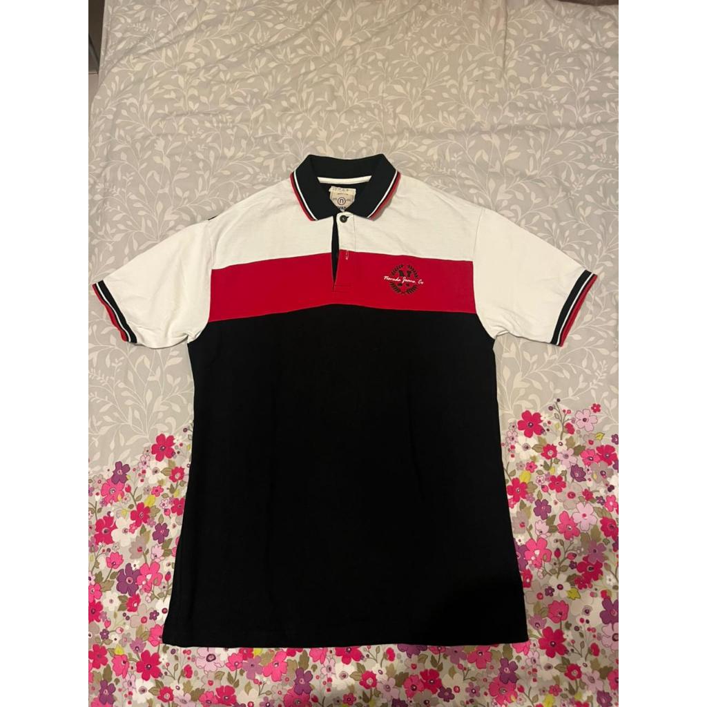 [PRELOVED] Kaos Polo NEVADA Colorblock Navy Merah Putih Size XL / Kaos Kerah Pria