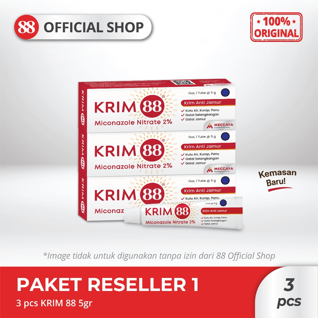 KRIM 88 ANTI JAMUR 5g 3 pcs | Krim Anti Infeksi & Gatal Jamur Miconazole Nitrate 2% | Cepat Meresap 
