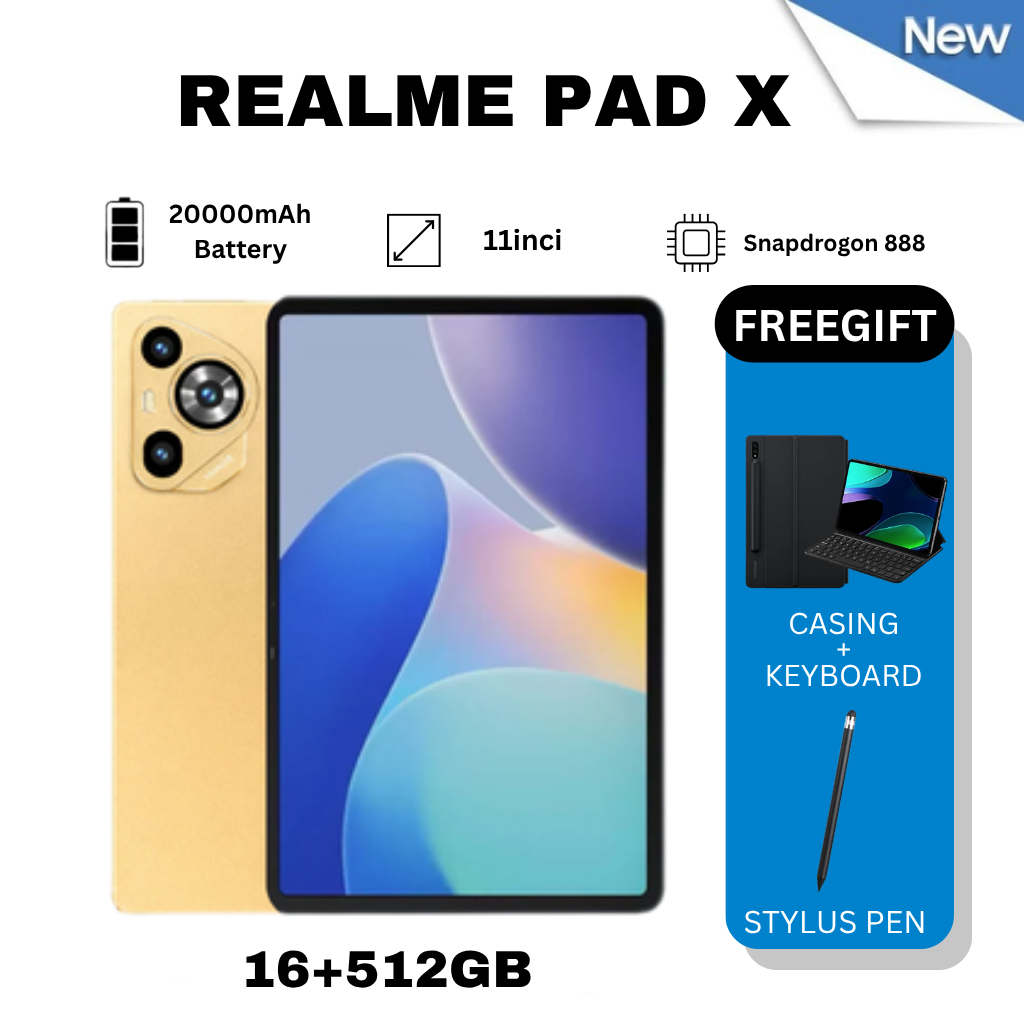 Realme Pad X Tablet 11" 16GB RAM 512GB ROM 4G LTE SIM + WiFi Original Tablet
