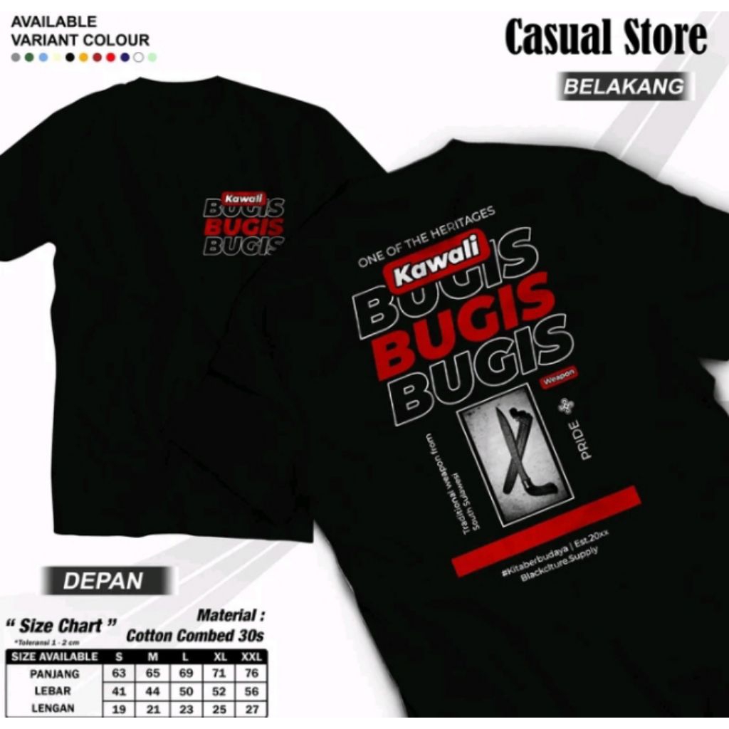 Kaos Distro Kawali Bugis Bugis Bugis T-shirt Unisex Pria Wanita
