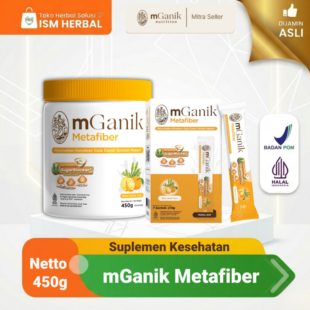 mGanik Metafiber Minuman Serat Alami Diabetes Solusi Gula Darah BPOM 450gr Makassar