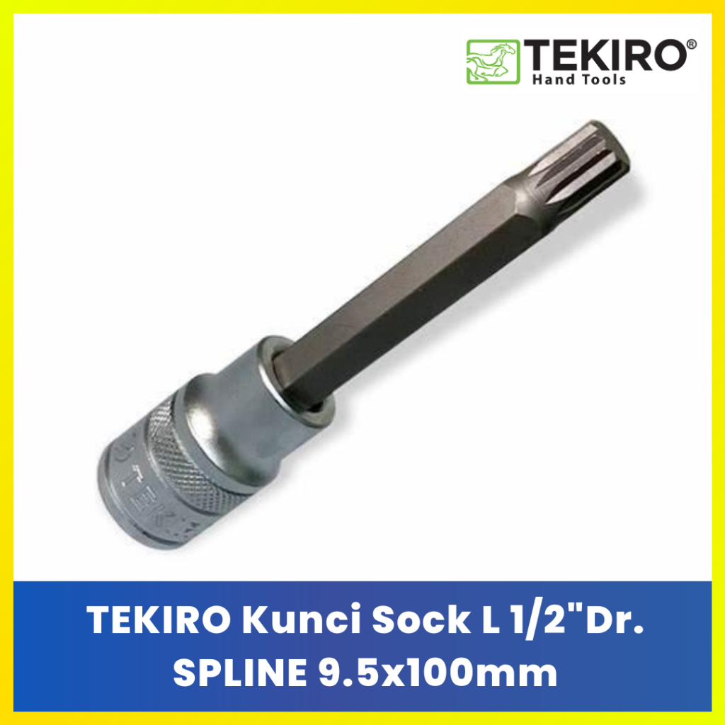 TEKIRO Spline Key Sock L 1/2" Dr 9.5x100mm - Mata Kunci L Sok Bintang Segi 12 Panjang Tekiro