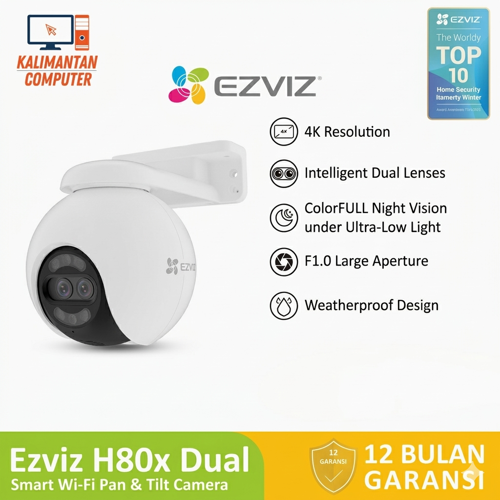 EZVIZ H80X-DUAL-10MP 8MP+2MP PAN-TILT COLORFULL NIGHT VISION 2 WAY OUTDOOR WIFI FREE MICRO SD 32GB