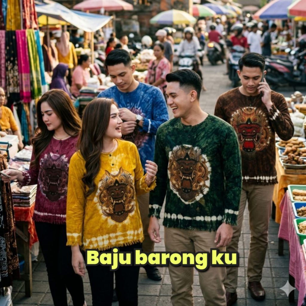 Baju Barong Bali Lengan panjang Atasan Baju Barong Abstrak Khas Bali Baju Bali Santai